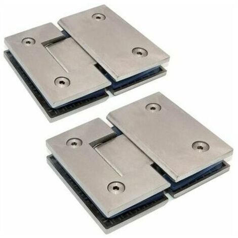 royaluxe- Lot de 2 charnières de porte de douche en verre vers support en verre, ouverture et fermeture à 180 degrés, serrage en acier inoxydable 304, convient pour vitrine en verre de 6-12mm