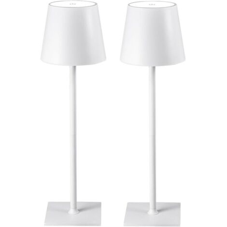 royaluxe -Lot de 2 lampes de table sans fil, 3 couls à intensité variable, batterie rechargeable 5000 mAh, lampe de bureau LED pour chambre à coucher/dîner en couple/bureau/café/salle à manger/terrass