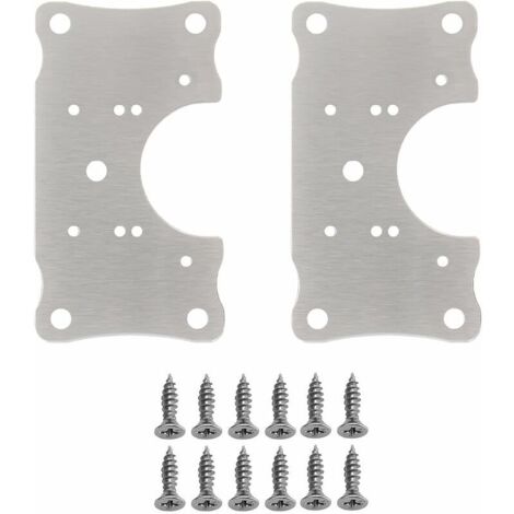 royaluxe- Lot de 2 plaques de réparation pour charnière de placard avec trou et vis de support pour réparation pour protéger les portes de placard de cuisine,tiroirs,armoires,fenêtres