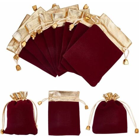 royaluxe - Lot de 20 Pochettes Cadeau en Velours Rouge Foncé 9 × 12 cm avec Cordon de Serrage pour Bijoux de Bonbons, Festivals, Cadeaux