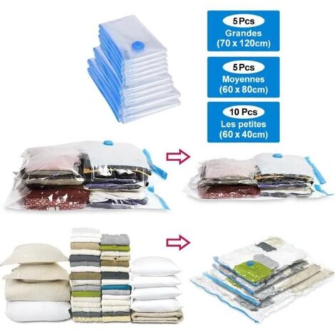 royaluxe - Lot de 20 sacs sous vide - Couvercle à ventouse à compression pour vêtements