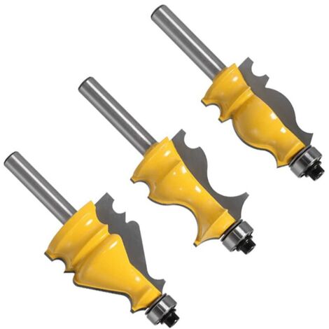 royaluxe - Lot de 3 fraises à défoncer pour moulures architecturales, 8mm Queue Outil de Coupe de Fraisage du Bois Fraise à Bois Tiroir Couteau à Découper Outils Menuisier Routeur Bit de Fraisage