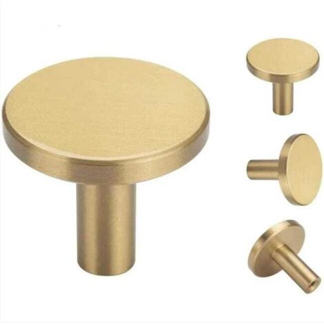 royaluxe - Lot de 4, Crochets Mural en Laiton Brossé, 32 mm x 30 mm, Crochets Porte-serviettes Manteau Dorés pour Salle de Bain, Porte-patères,(ronds)