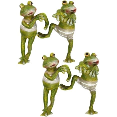 royaluxe -Lot de 4 figurines de grenouille amusantes - Figurines de grenouille - Bord décoratif - Nounou - Grenouille - Jouets - Tabourets de pilier - Tabourets à bord de grenouille - Sculptures de gr
