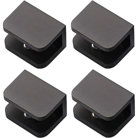 royaluxe - Lot de 4 pinces à verre sans perçage pour étagère de verre de 10 à 12 mm Noir