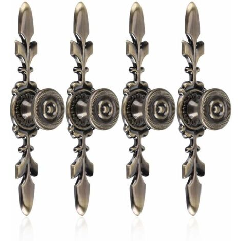 royaluxe - Lot de 4 Vintage Style Pull poignée Bouton Retour Plaque pour Home Porte Meuble tiroir Armoire penderie Armoire Commode