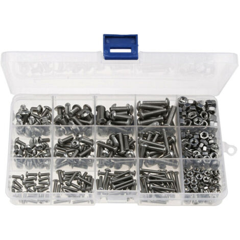 royaluxe -Lot de 440 écrous et boulons en acier inoxydable Assortiment M 3 M 4 M 5 Kit Portable (Noir)