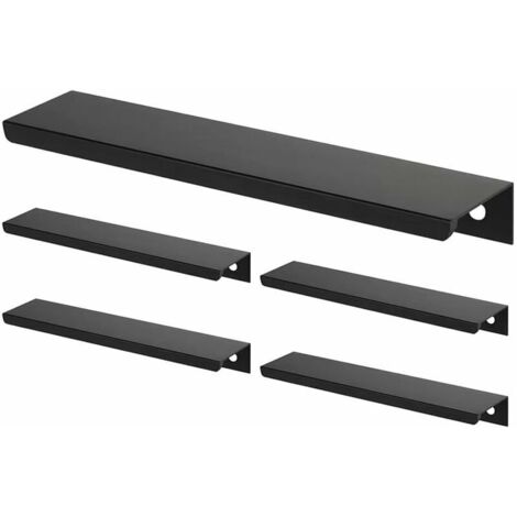 royaluxe - Lot de 5 Poignée Profil Noir Poignee de Meuble Cuisine Noir - Poignée Cuisine Noir Poignée Meuble Noir Mat en Alliage d'Aluminium Entraxe 128mm Longueur 150mm