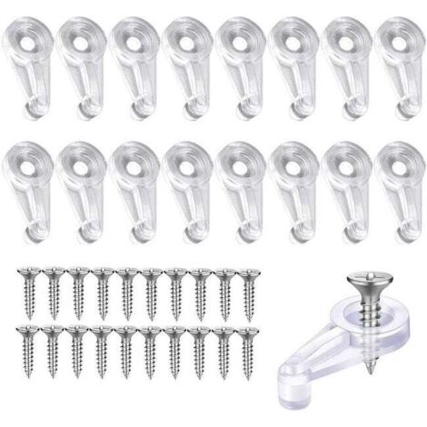 royaluxe - Lot de 50 clips de retenue en plastique transparent avec panneau de verre, miroir, mur, verre, meubles de bureau, clips de boucle, vis de maison