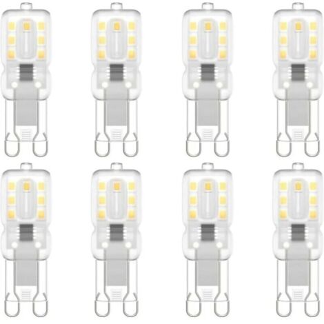 royaluxe -Lot de 8 ampoules LED G9, G9 LED 220 V Blanc naturel 5500 K 3 W équivalent halogène 30 W [Classe énergétique E]