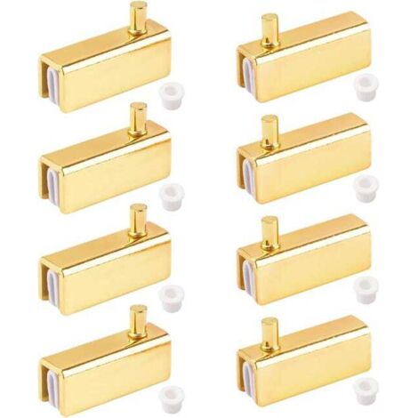 royaluxe - Lot de 8 charnières de porte en verre réglables sans cadre (dorées) pour porte en verre à pivot libre de 3 à 6 mm