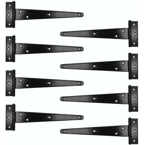 royaluxe- Lot de 8 charnières en T résistantes pour abri de jardin en bois et acier inoxydable Noir 20,3 cm