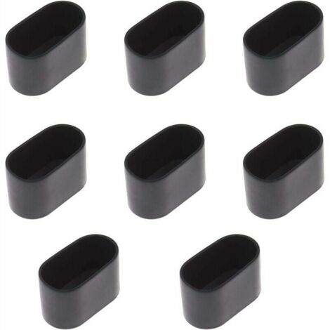 royaluxe -Lot de 8 embouts ovales pour pieds de table ou de chaise - En caoutchouc souple - Anti-rayures - 40 x 20 mm - Noir, -