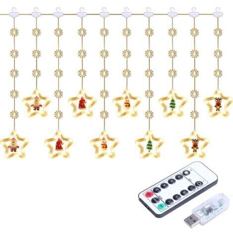 royaluxe -Lumières De Décoration De Noël, 50 LED 3M Guirlande Lumineuse USB Étanche Guirlandes Lumineuses Lumières féériques 8 Modes d'Eclairage Lumière pour Noël Fenêtre Soirée Terrasse Fenêtre Patio