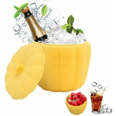 royaluxe - Machine à Seau à Glace en Silicone, Seau à Glace Citrouille avec Couvercle, Machine à Glaçons en Silicone à Double Couche de Type Citrouille, Refroidisseur peu Encombrant, pour Cocktail Sur