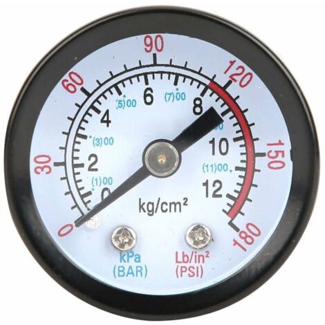 royaluxe - Manomètre à compresseur d'air 0180 PSI, Y40 Iron Shell Instrument de Mesure de la Pression pour Compresseur d'air Noir,