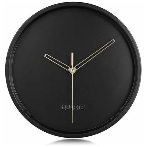 royaluxe - Metal Simple Wall Clock Silent Modern Quartz Clock No Digits Nordic Living Room Bedroom 12 Inch Black