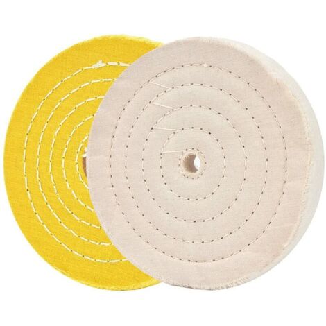 royaluxe - Meules de polissage pour meuleuse d'établi 6 roues de polissage blanc et jaune pour polisseuse de tampon d'établi avec 16mm trou d'arbre 2 pcs