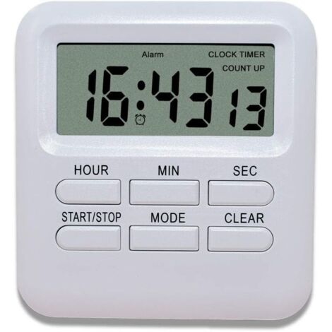 royaluxe -Minuterie Digitale avec Fonction d'Horloge/Réveil 3 en 1, Minuterie de Cuisine Aimanté, Timer Chronomètre Compte à Rebours, Gestion du Temps pour Cuisine/Étude/Sport