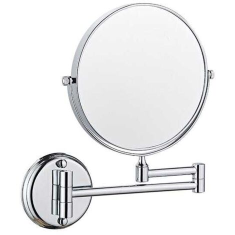 royaluxe - Miroir de salle de bain mural rotatif double face de 6 pouces, pliable et rétractable, grossissement 5x (argent)