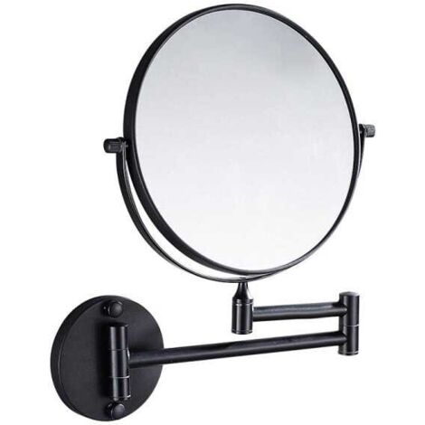 royaluxe - Miroir de salle de bain rétractable Miroir de maquillage pliant - Noir, 1 quantité