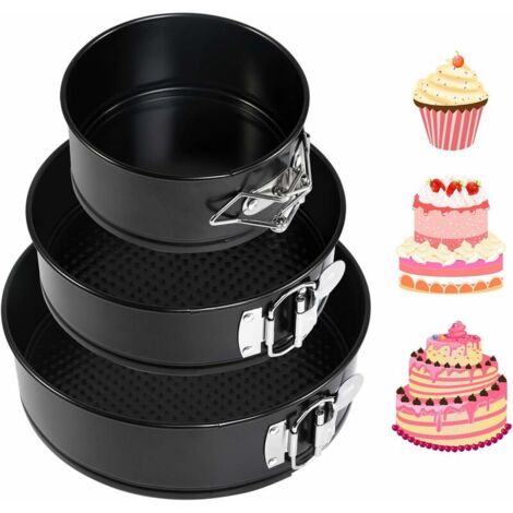royaluxe - Moule à Gàteau Rond, Ensemble de Moule a Gateau Antiadhésif Moules à Charnière Rondes en Acier Inoxydable Moule a Charniere Moule à Gâteau à Charnière avec Fond Amovible (11cm/ 18cm / 22cm)