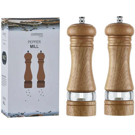 royaluxe - Moulins à Poivre et Sel, Salieres et Poivrieres Bois, Réglables Avec Broyeur à épices en Céramique, Moulin Classique Poivrière, Lot de 2, Manuel Moulins à Épices