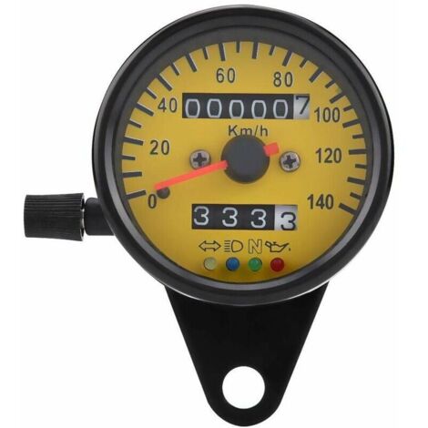 royaluxe -Odomètre universel de compt de vitesse de moto jauge de compt de vitesse de compt de moto de 60mm avec indicat noir