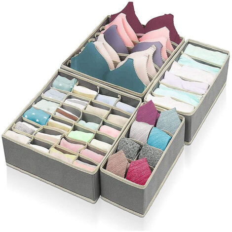 royaluxe - Organisateur de Tiroir Pliable coleur de Argent 4pcs économiser de l'espace