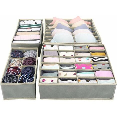 royaluxe - Organisateur de Tiroir Pliable, Lot de 4 Rangement Tiroir Sous Vetement, Boite Rangement Tiroir Non-tissé, Organiseurs de Tiroirpour Soutien Gorge,Cravates,Chaussettes,Foulard,Gain de Place