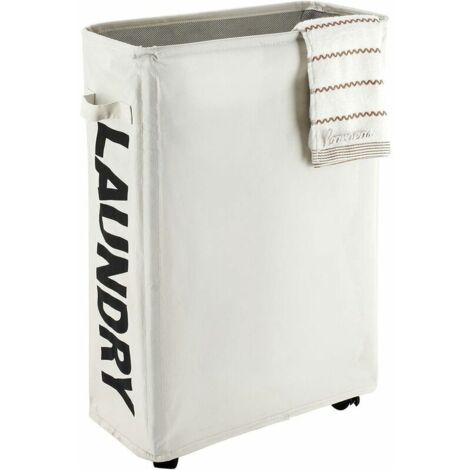 royaluxe - Panier à linge Panier à linge mince roulant avec support Trieur et organisateur étanche pliable sur roulettes Grand panier à linge sale et fin Panier d'angle pour la maison (Beige)