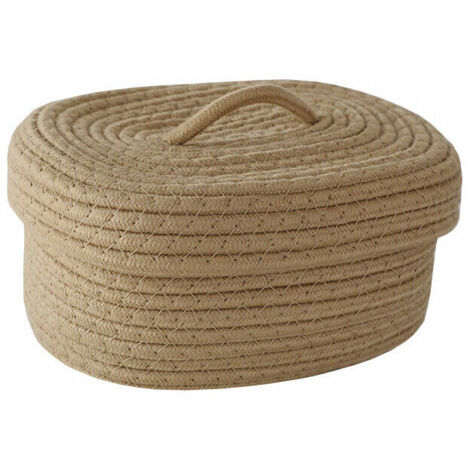 royaluxe - Panier de Rangement 1 pièce Panier de Rangement avec Couvercle Corde de Coton Tissé Panier Décoratif Lavable Jouet Boîte de Rangement 101523cm (Chameau),