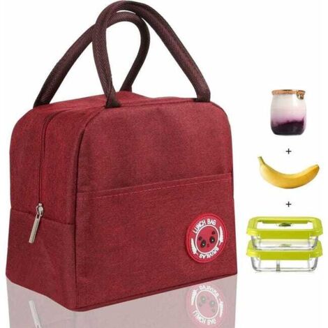royaluxe - Panier Repas, Sac Isotherme à Repas, Petit Sac Isotherme Repas Sacoche Isotherme Repas Enfant Sac Isotherme Voyage pour École Bureau (Rouge)