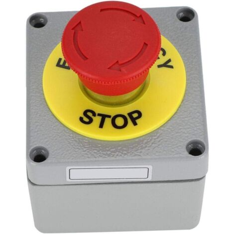 royaluxe -Panneau rouge interrupt à bouton-poussoir d'arrêt d'urgence normalement fermé boîte de commutat d'arrêt momentané IP66 station de bouton-poussoir en aluminium étanche résistant aux RFI (8075