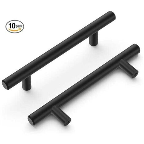 royaluxe - Paquet de 10 Poignées Noir de Porte 160mm Acier Inoxydable Poignees pour Meuble Armoire avec Vis