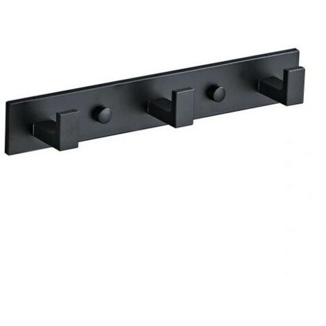 royaluxe - Patere Porte Manteau Crochet Salle de Bain 3 Crochets Patère Murale Salle de Bain Espace aluminium Mat Crochets polyvalents Pour Vestes, Parapluies,Serviettes,porte-clés,Noir