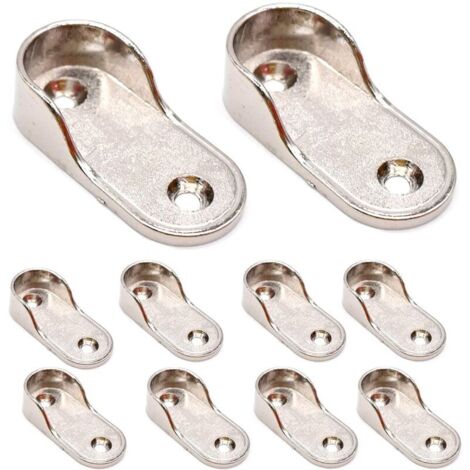 royaluxe - Penderie Supports Fixation,VêTements Tube Support LatéRal Rail Nickelé pour Tringle à VêTement dans Placard 16MM  10Pcs Argent
