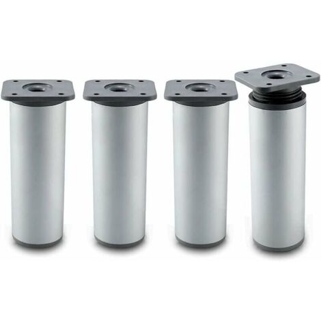 royaluxe - Pieds de meuble Pieds de meuble de salle de bain Lot de 4 Design : argent Hauteur : 20cm (+2cm) réglable, 8-20cm en option Forme ronde : ø4cm Matériau : aluminium
