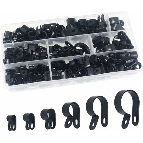 royaluxe - Pinces en plastique en nylon 200 pièces - Attaches pour conduits, câbles, gaines et gaines 5/6/9/12/19 / 25mm