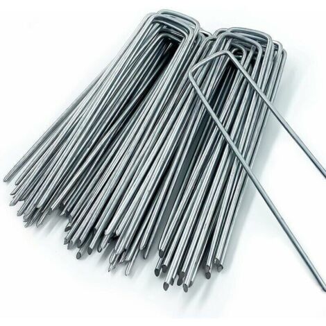 royaluxe -Piquet de Fixation pour Toile de Paillage,50 Piquets de Jardin en Forme de U,pour Bache Anti Herbes,Sardines Camping,Clture de Jardin,150 MM de Long,25 MM de Large,3 MM de Diamètre