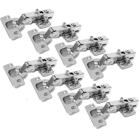 royaluxe - Plein Recouvrante 35 mm Soft Close Charnieres avec Amortisseur Hydraulique Fermeture Automatique Charnière pour Armoires de Porte Cuisine 8 Pcs