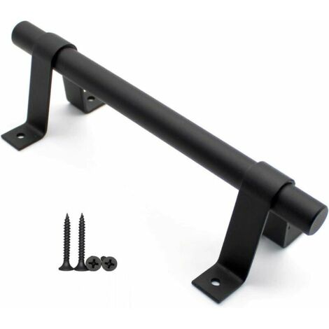 royaluxe - Poignée de porte de grange, poignée de porte en acier au carbone massif noir de 198 mm de long, poignées de porte coulissantes pour placard de chambre à coucher de cuisine,