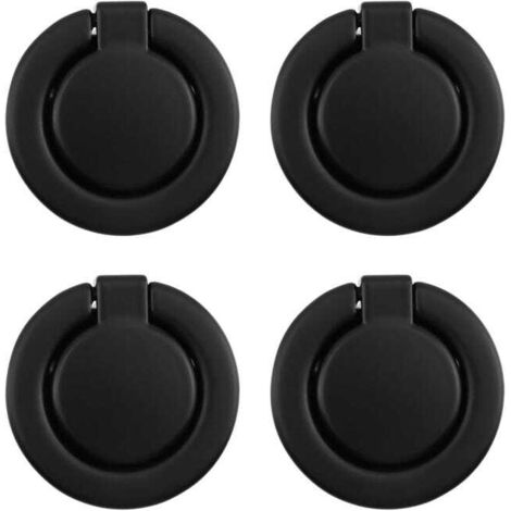 royaluxe - Poignée de tirage encastrée en 4 parties avec doigts affleurant le centre du trou de 3,5 cm (noir mat)