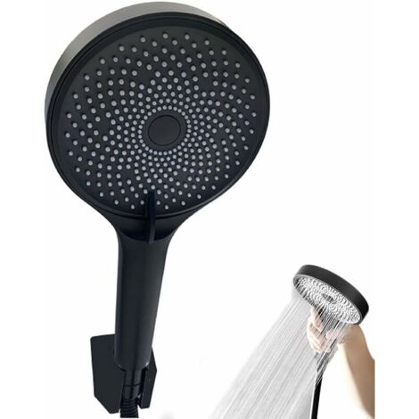 royaluxe - Pommeau Douche Noir, Pomme Douche Qualité Supérieure, Haute Pression Shower, Douchette Economie D'eau, Douchettes avec 3 Modes de Jet Haute Pression Douche, Convient pour Salle de Bain, SP