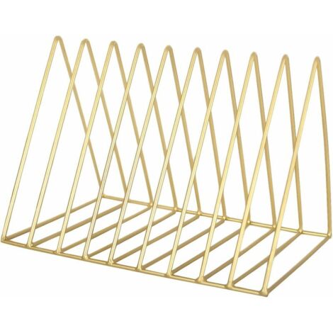 royaluxe - Porte Magazine Metal, 9 Fentes Porte Revue Or, Bibliothèque Triangle, Étagère Rangement à Livres, Porte-Journaux, Support Magazine Design pour Bureau, Salon, Maison, 26cm