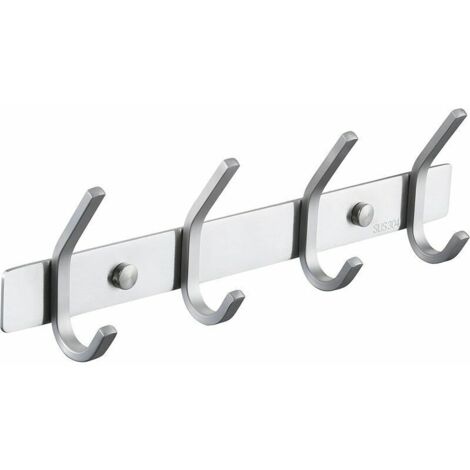 royaluxe -Porte Manteau Salle de Bain Porte Manteau Metal Mural 4 Crochets Patère Murale Salle de Bain Acier Inoxydable SUS304 Finition Brossée