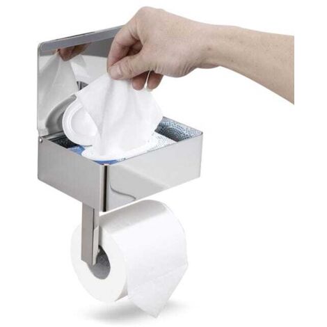 royaluxe - Porte-papier toilette avec étagère, distributeur de lingettes jetables et rangement pour salle de bain, porte-rouleau de papier toilette mural