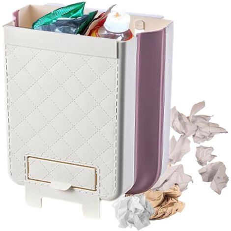 royaluxe -Poubelle De Cuisine Pliable Wall Mounted- À Suspendre Aux Armoires Et Tiroirs,Pour Voiture Bureau À Domicile Tiroir De Chambre À Coucher Dortoir Poubelle Multifonctionnel