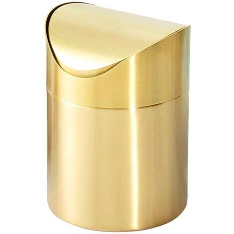 royaluxe - Poubelle de Table, Mini Poubelle en Acier Inoxydable avec Couvercle Doré, Poubelle de Bureau Domestique, Poubelle en Papier pour Salle de Bain, Cuisin