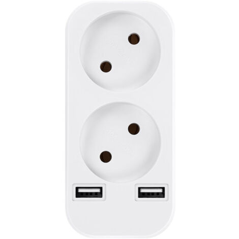 royaluxe - Prise USB Secteur Multiple, 4 en 1 Chargeur USB Multiprises avec 3 Sortie AC 10A, 2500W et 2 Ports USB, Prise Murale Electrique Idéal pour Chambre Bureau Domicile，blanc, une pièce，